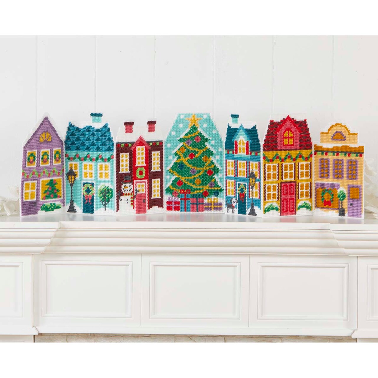 Herrschners Christmas Village Mantle Sitter Plastic Canvas Kit